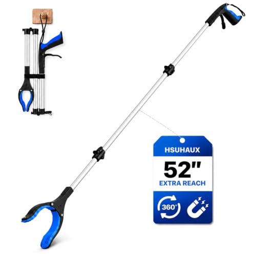 Hsuhaus 52" Extra Long Grabber Reacher Tool, Foldable Reacher Grabber 52-Inch
