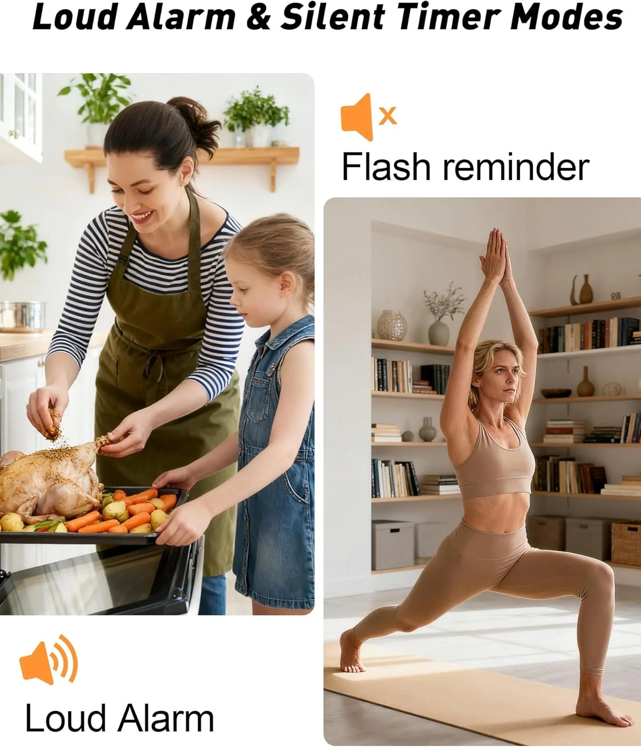 TPNEG Digital Kitchen Timer - 4-Channel Cooking Timer with Alarm, Magnetic Back,