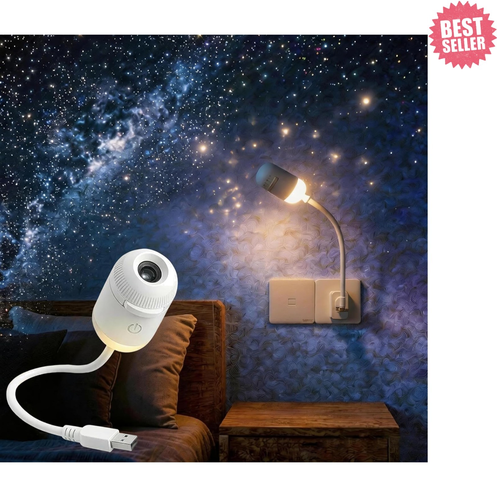 Galaxy Starry Sky Night Light Projector 2 in 1 Portable with 12 Projection Films