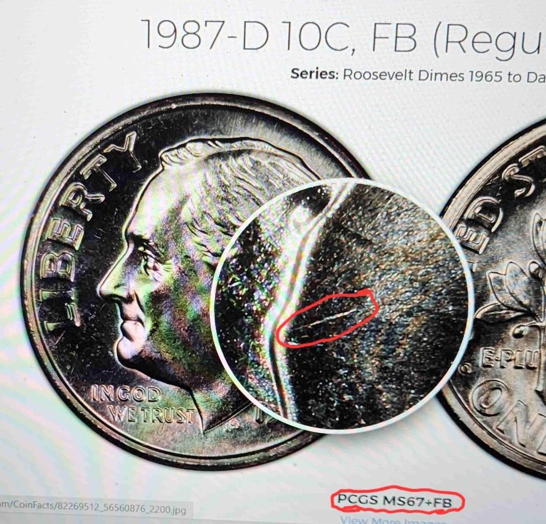 1987-D "FB/FT" FULL BAND/TORCH BU GEM ROOSEVELT DIME MUST SEE BEAUTIFUL DIME
