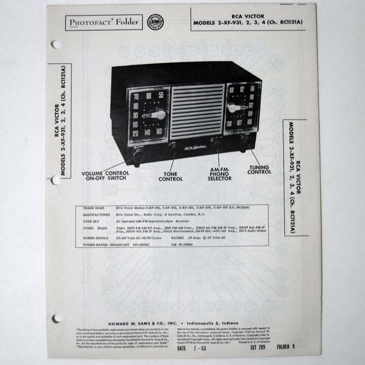 RCA Victor Models 2-XF-931 -2 -3 -4 - SAMS Photofact ™ 1953 - New NOS