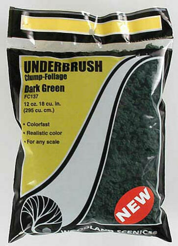 Woodland Scenics ~ Underbrush Clump Foliage 12oz Bag ~ Dark Green ~ FC137