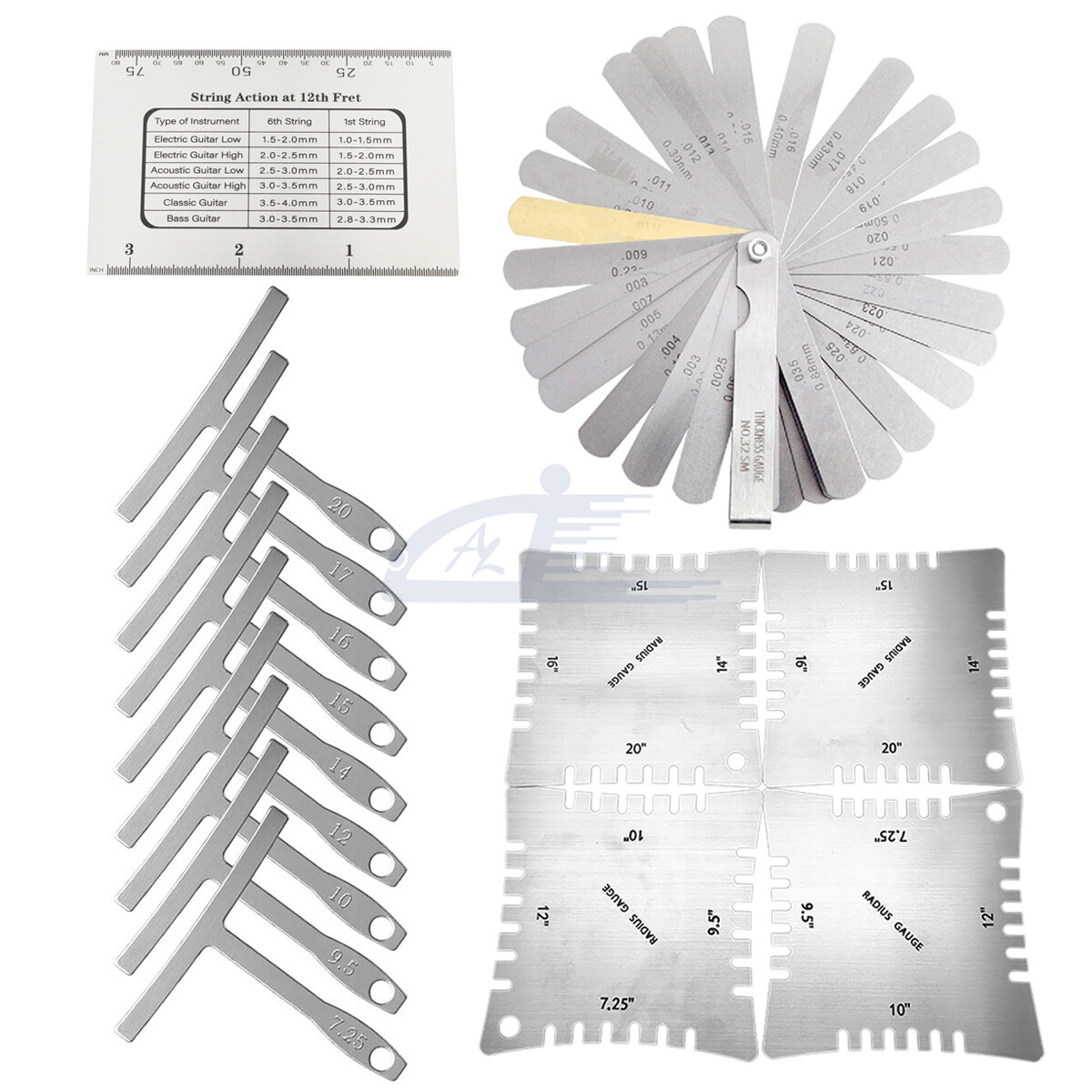 Guitar Understring Radius Gauge Notched Gauge String Action Ruler Feeler Gauge