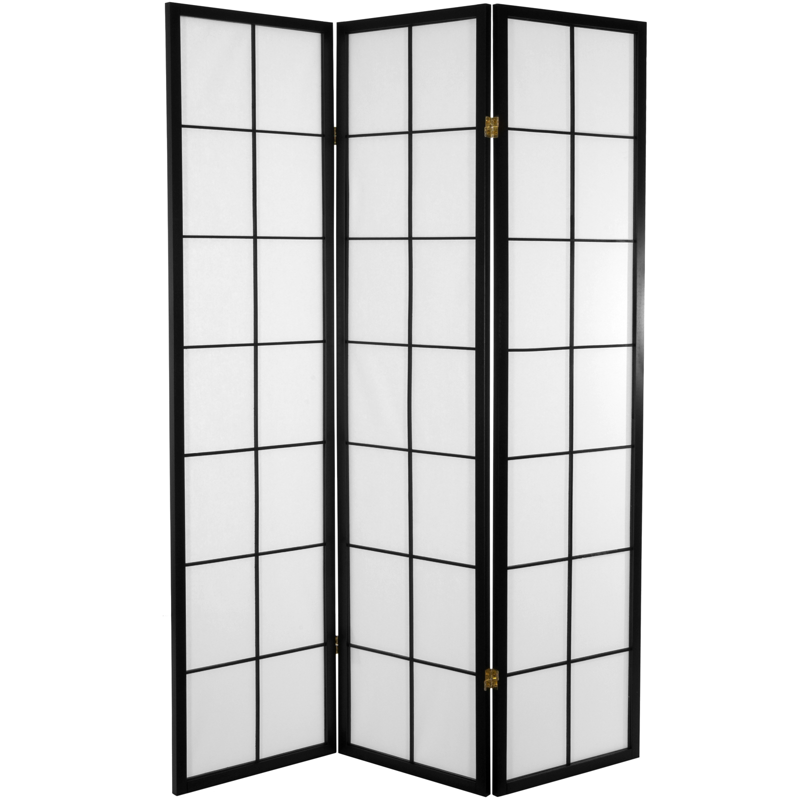 6 ft. Tall Japanese Shoji Room Divider - 3 Panels - Black