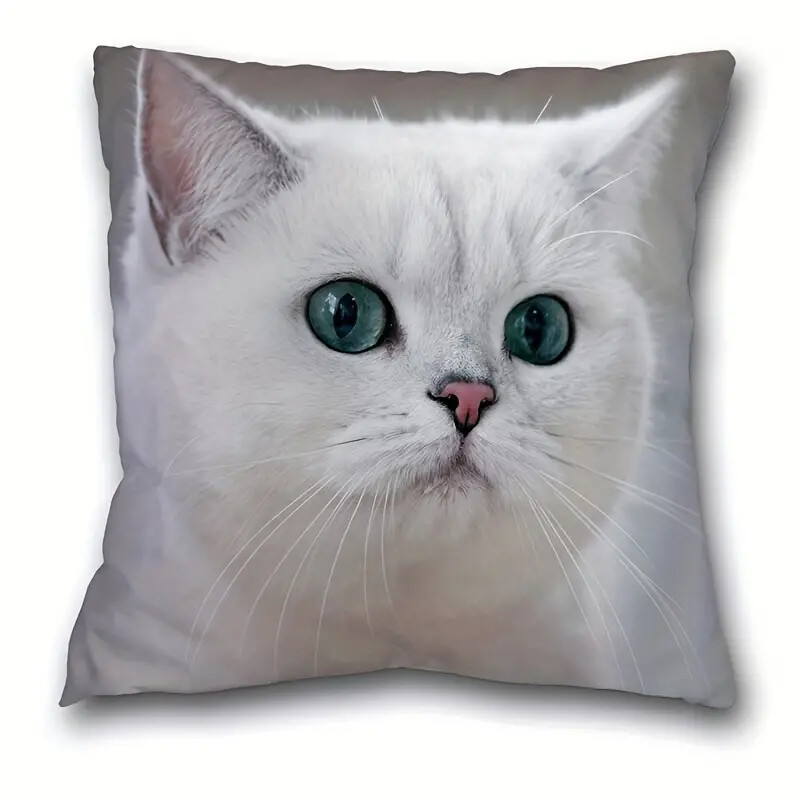Snow White Kitty Throw Pillow Decorative Couch Pillow 18 X 18 Pillow and Case