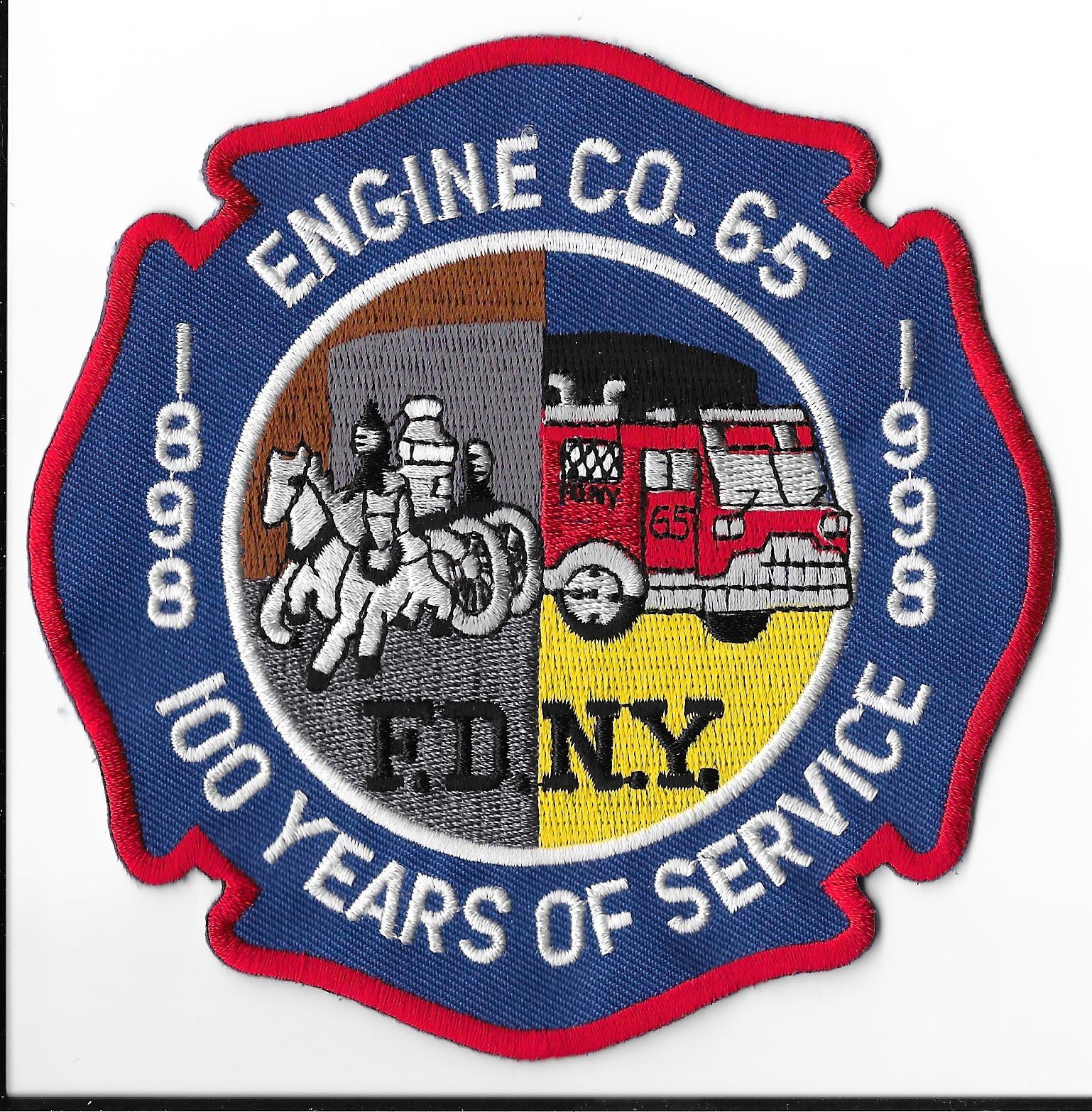 New York Fire Department (FDNY) Engine 65 Centennial Patch V2