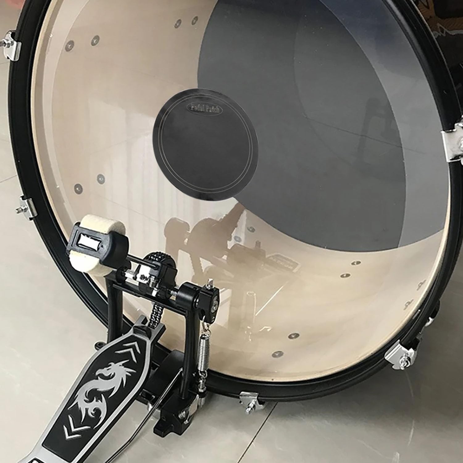 Black Single Pedal Patch Self-adhesive Drum Head Patch Protector For Bass Dru...