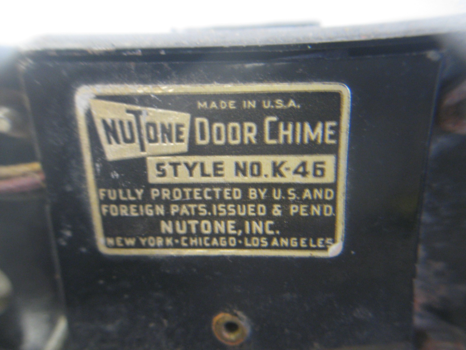 Nutone K-45 Chime Base - As Found - Untested