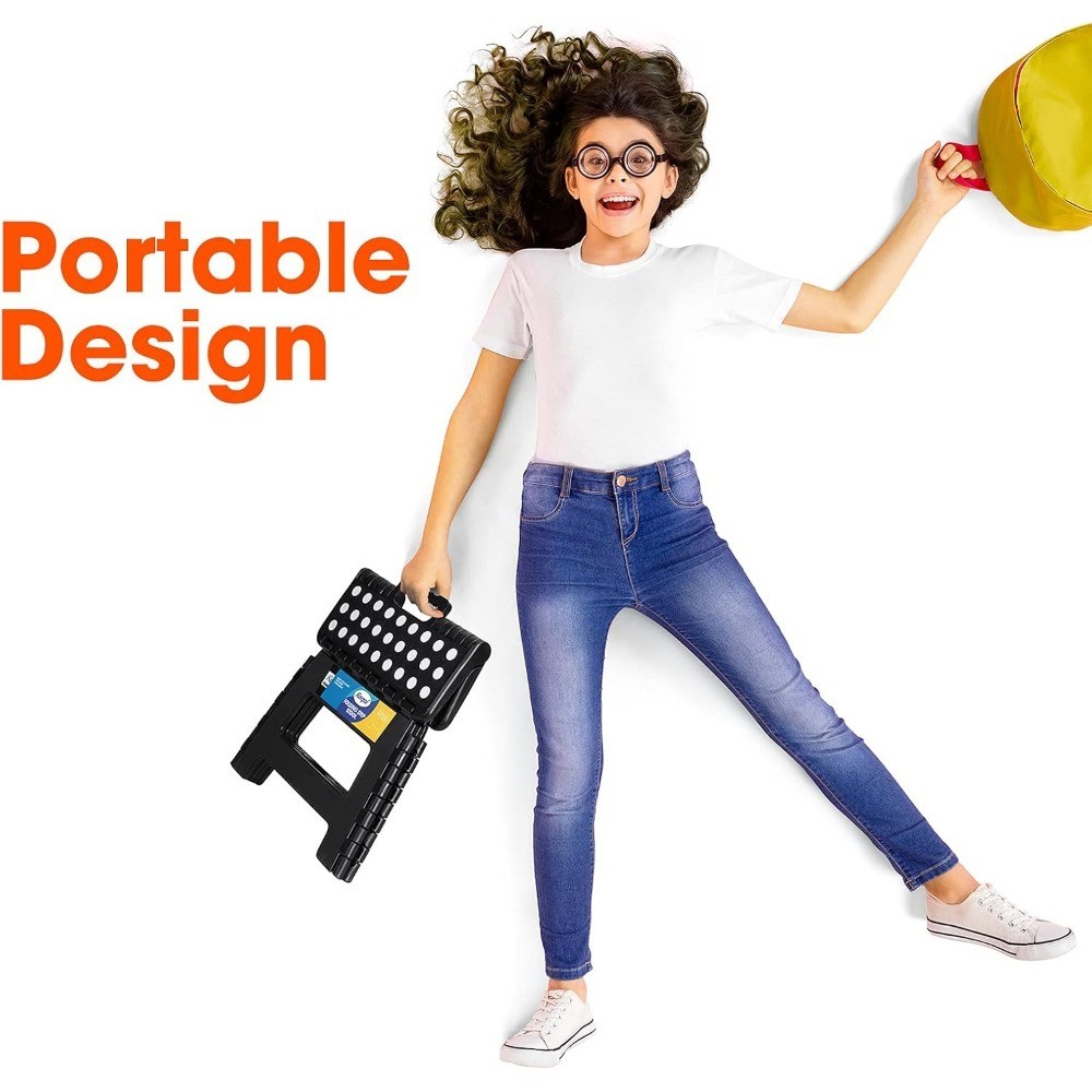 Folding Step Stool with Handle, Non-Slip Plastic Foldable Stool for Adults and
