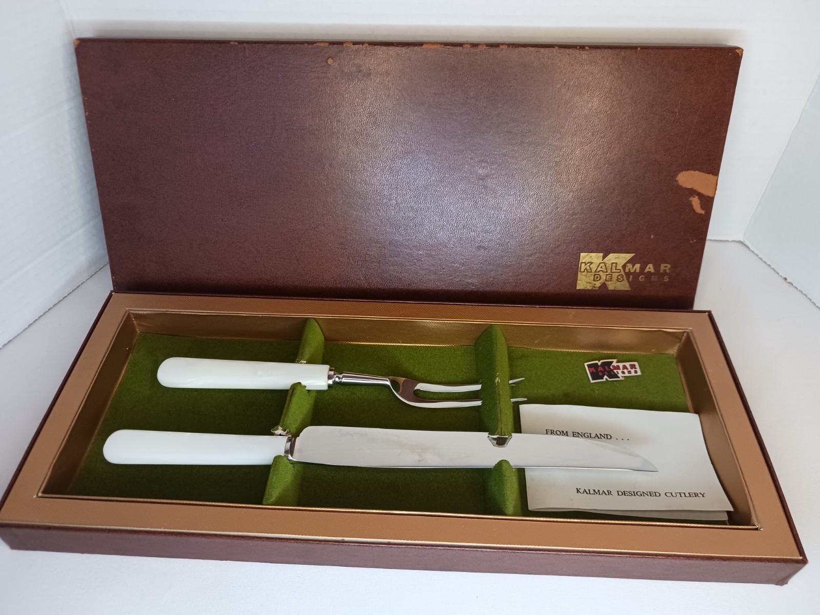 Vintage Kalmar Design Carving Stainless Steel Knife and Fork Cutlery Set Italy