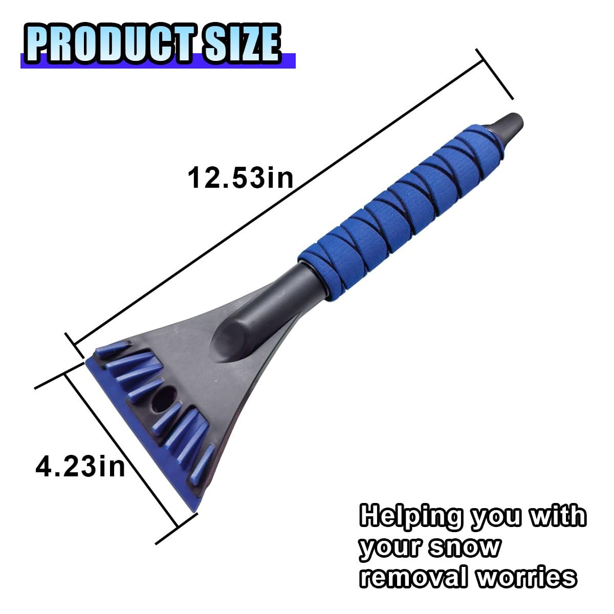 Ice Scraper for Car Windshield, No Scratch Window 12.53×4.23 inch, Blue