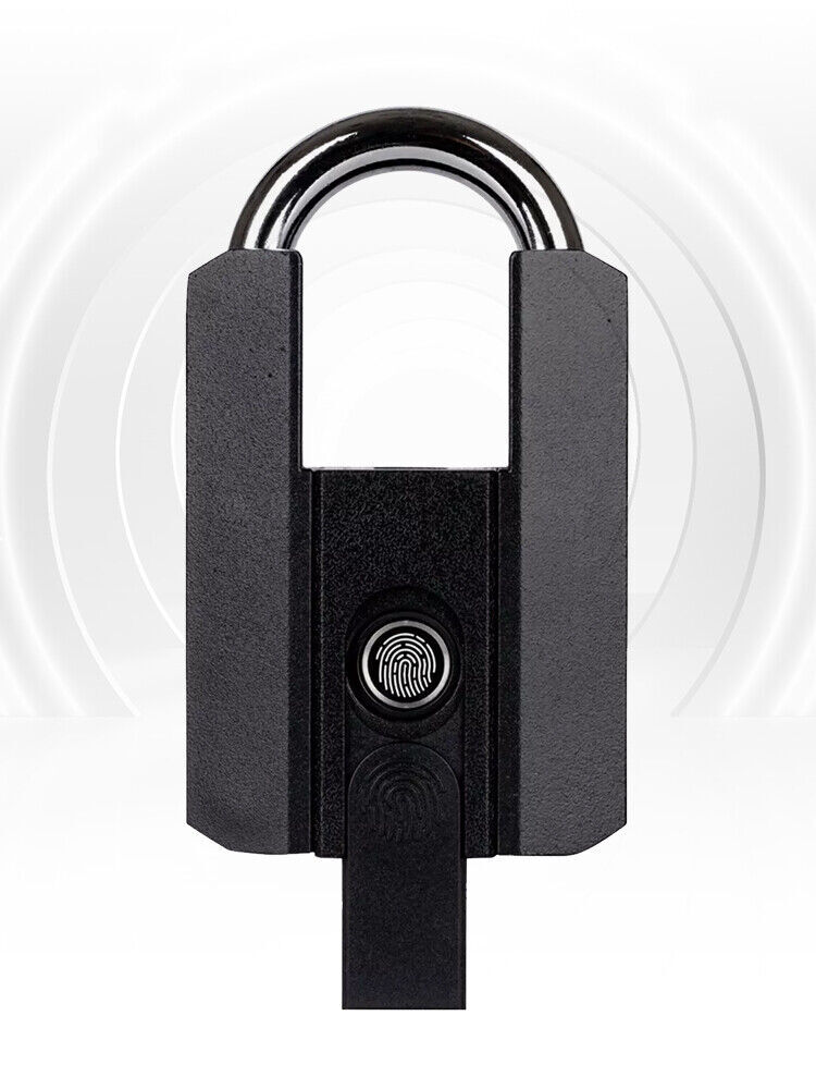 Smart Waterproof Bluetooth Fingerprint Padlock Locker Lock W/ 2 Keys Black