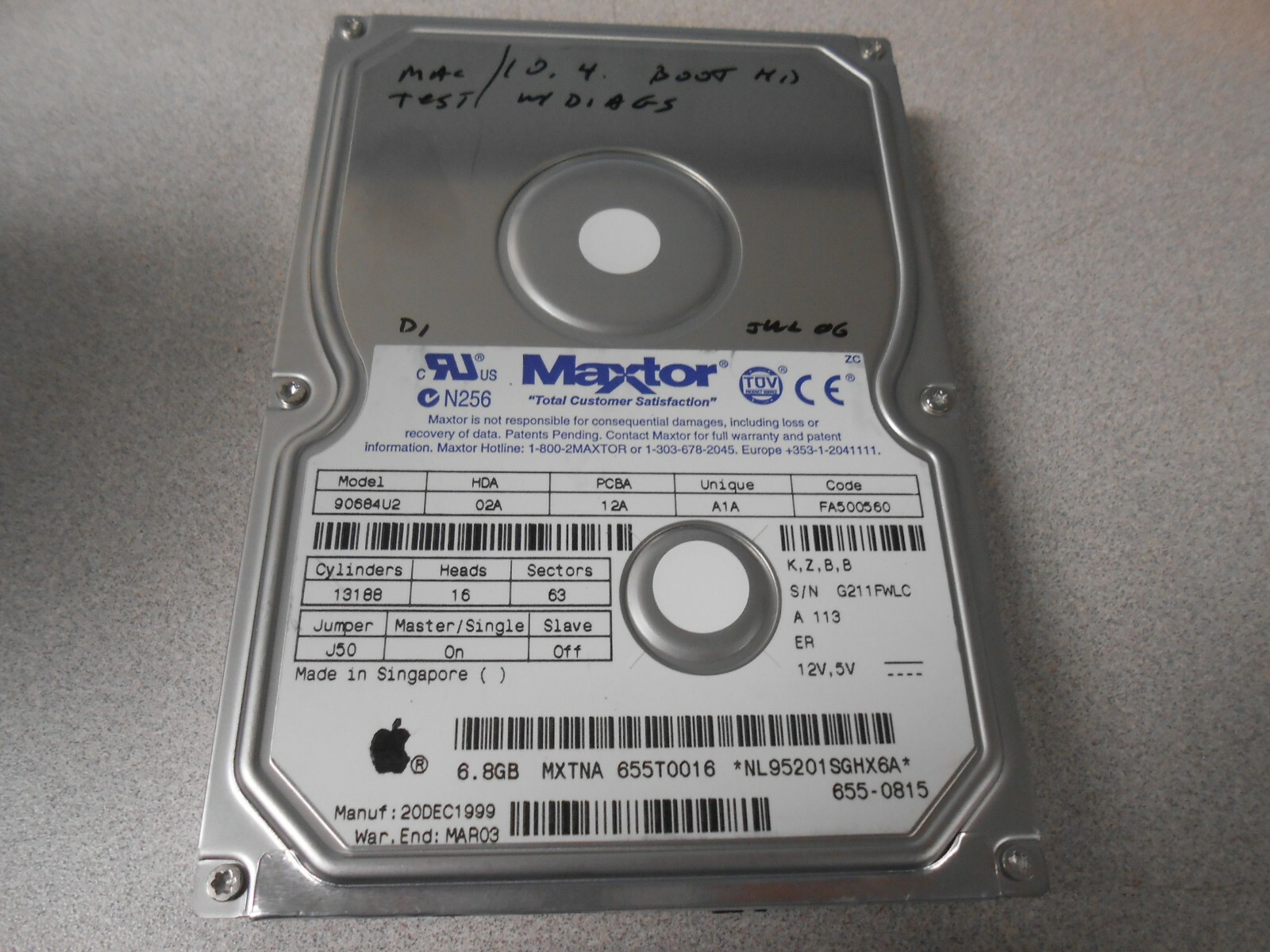 NOS Maxtor Hard Drive 90684U2 02A 12A A1A FA500560