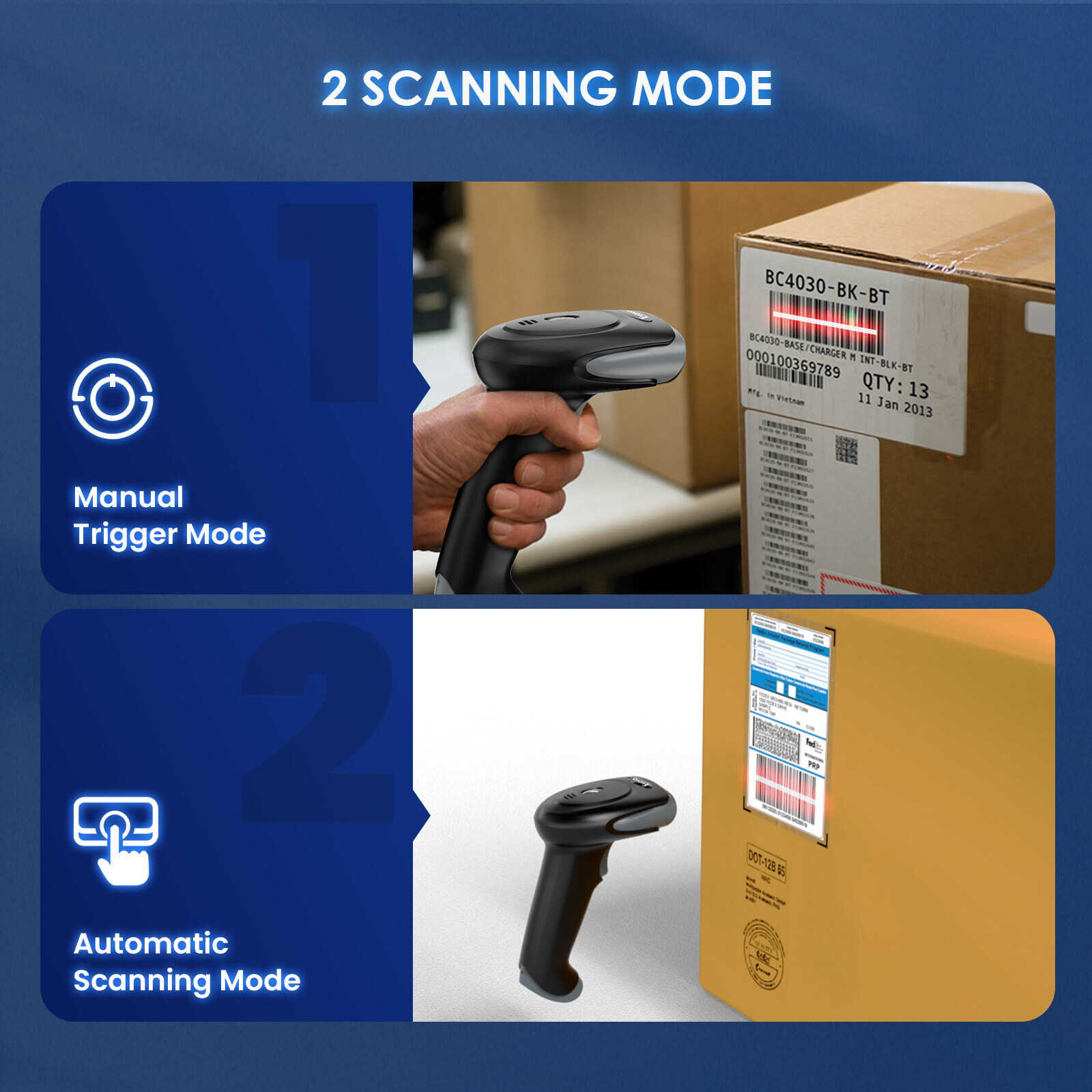 Eyoyo 1D 2D QR Code Wireless Barcode Scanner Library Warehouse Inventory Scanner