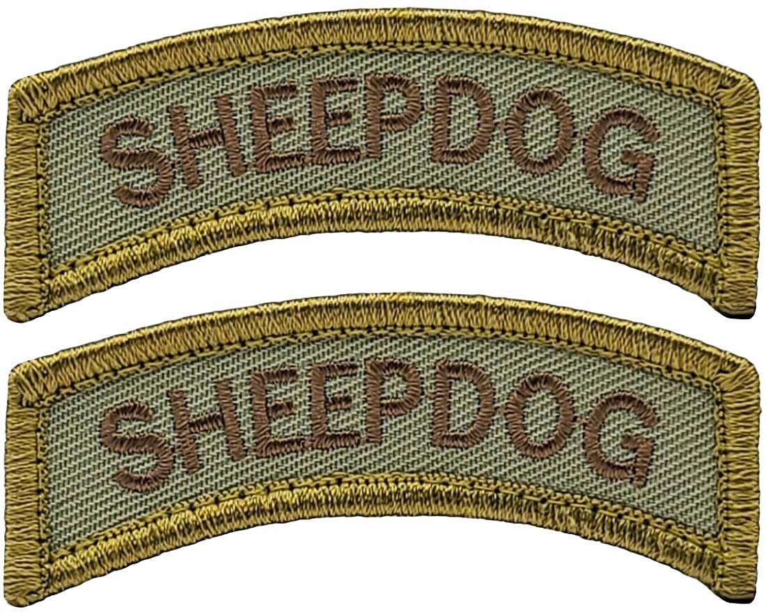 Sheepdog Tab Embroidered Tab Rocker PATCH  | 2PC HOOK BACKING    2.75"x0.75"