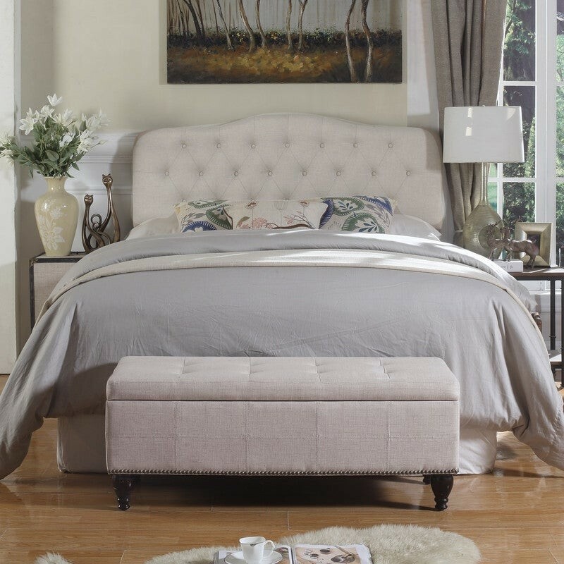 Copper Grover Bunlap Beige Upholstered Storage Bench