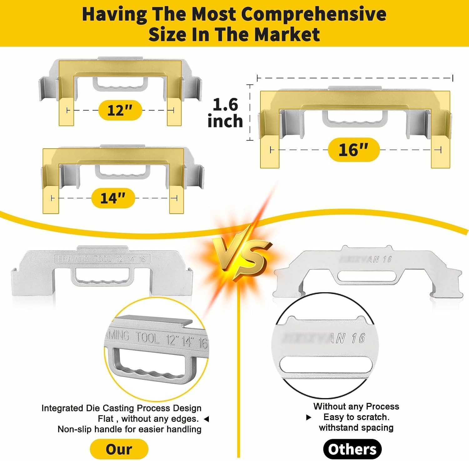 Professional-Grade 3-in-1 Stud Layout Tool - 100% Lightweight Aluminum Design