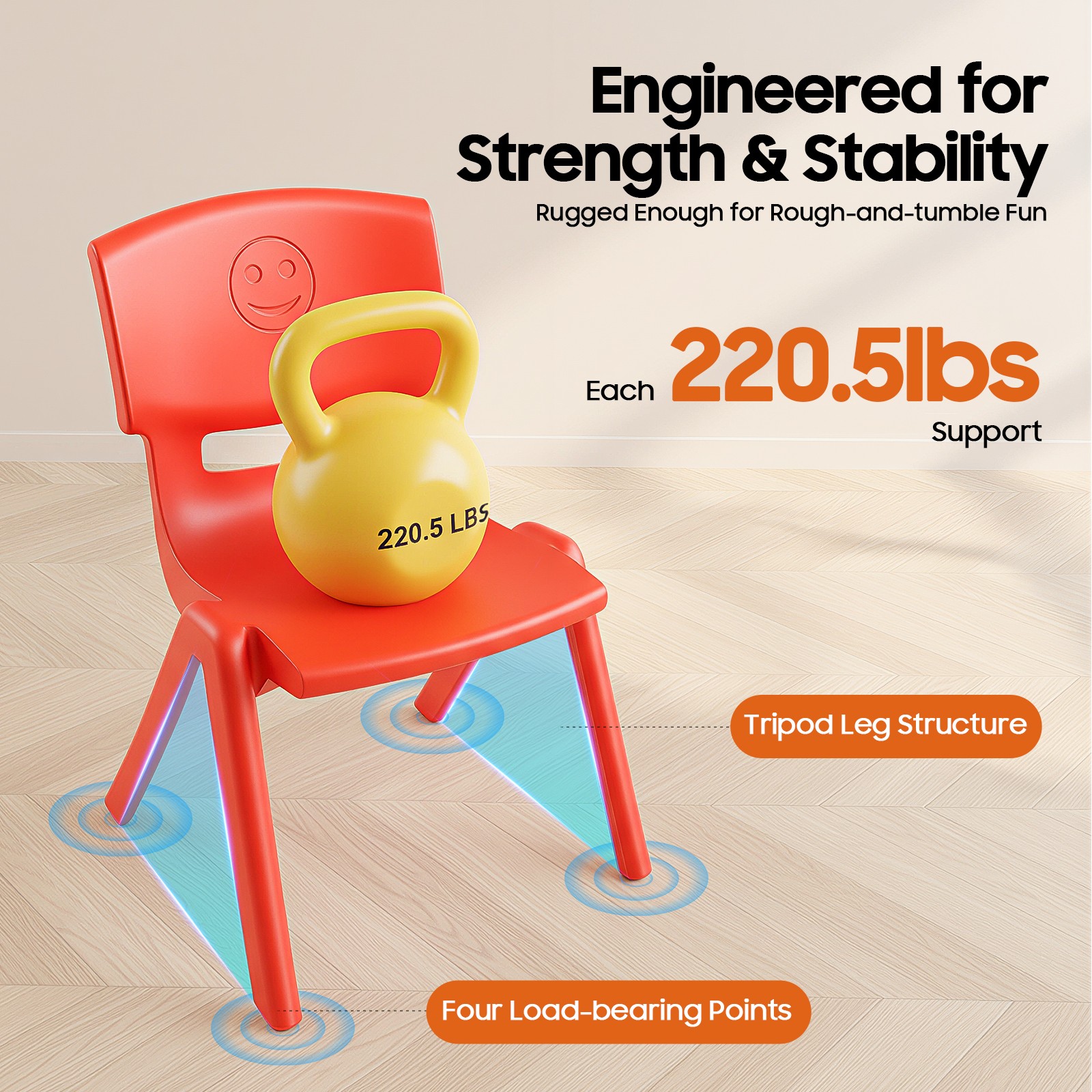 Stackable 6 Pcs School Chairs Kids Plastic Stack Chairs Toddler Chair Multicolor
