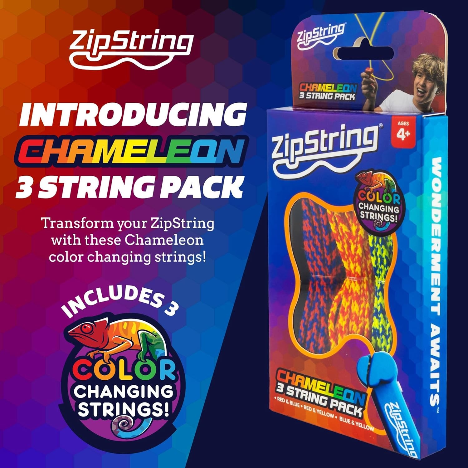 ZipString Chameleon Strings 3 Pack Glow in Dark for Rope Launcher Shark Tank