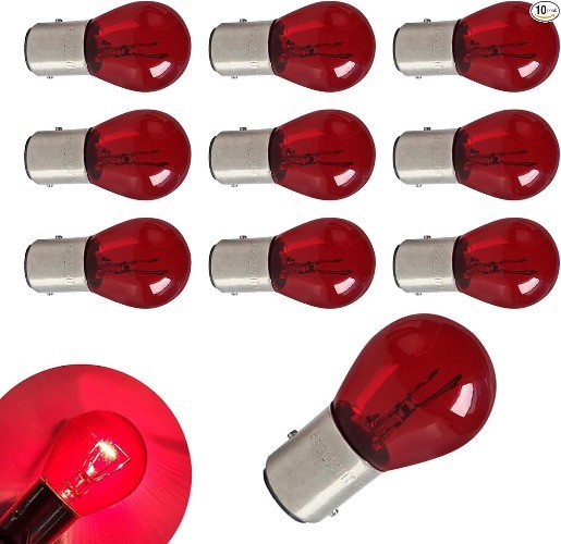 10PCS 1157 Tail Light Bulb, Universal Brake Light Bulb Compatible w Color: Red