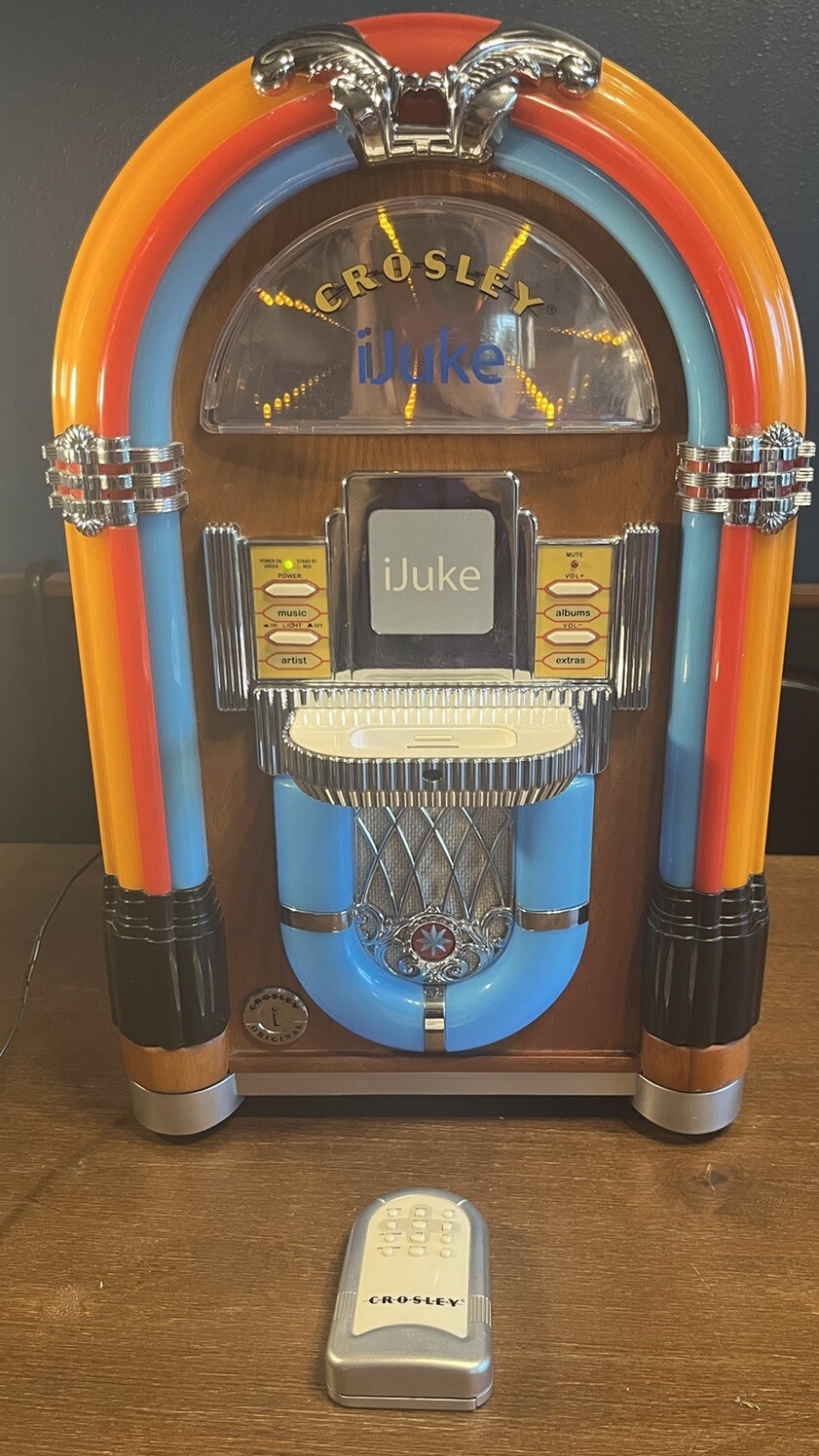 Crosley Original iJuke Jukebox Apple iPod Music Lights CR17 W/ Remote Working!