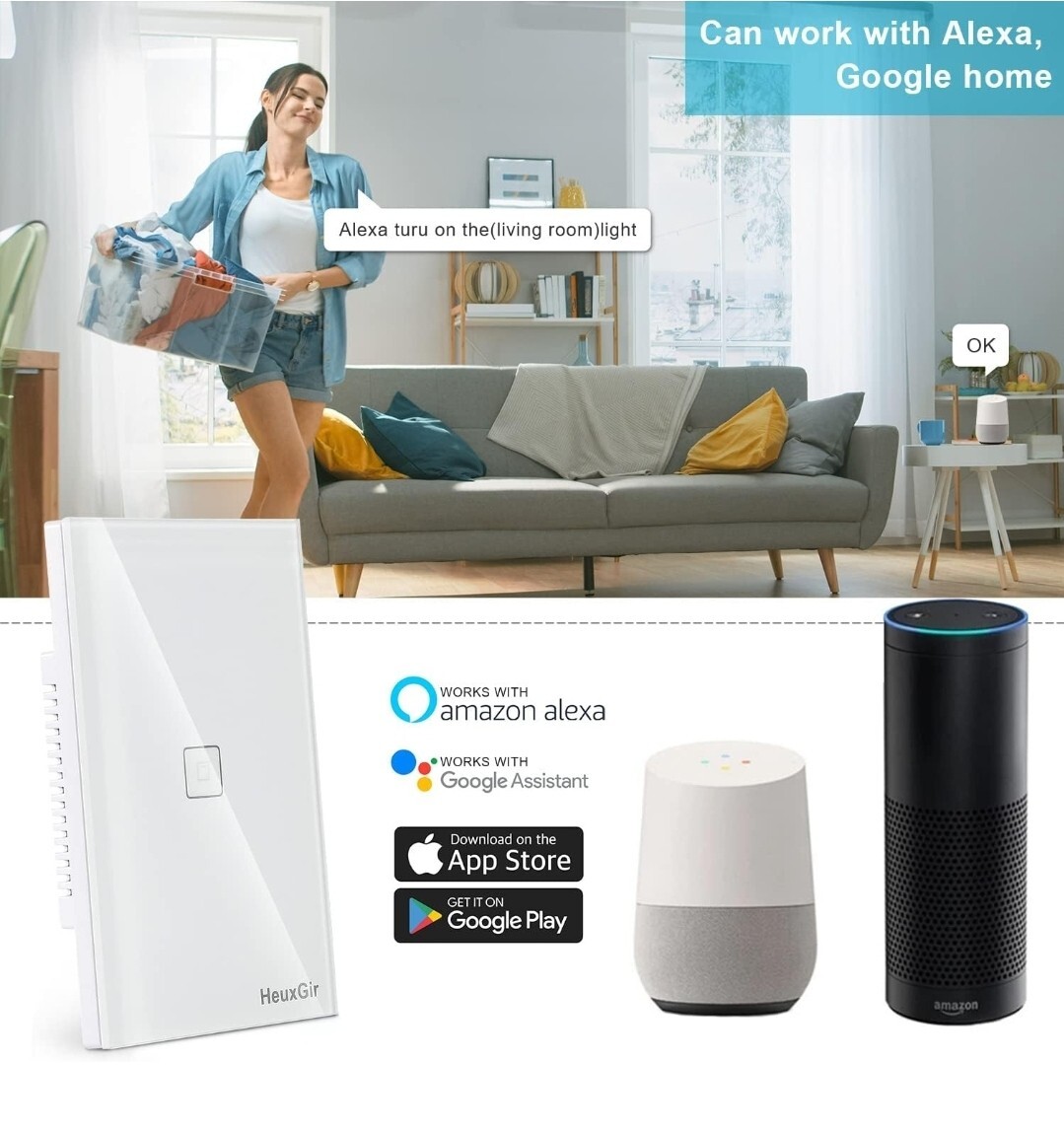 HeuxGir WiFi Smart Wall Light Switch 2.4GHz