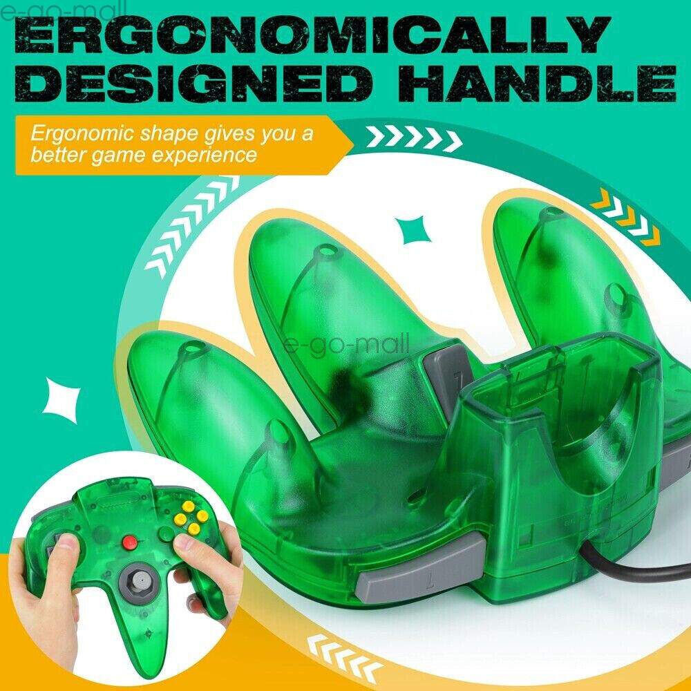 Wired N64 Controller Joystick Gamepad for Nintendo 64 System Video Game Green