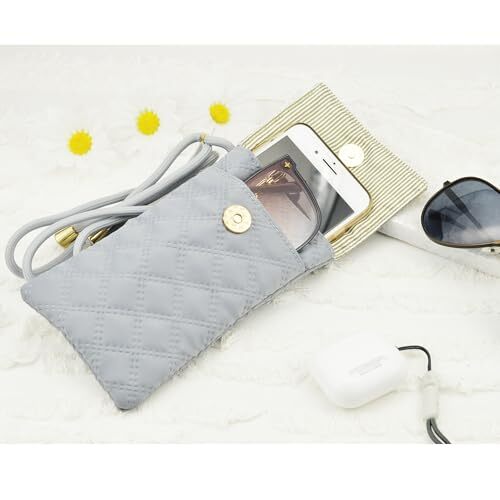 Soft Glasses Case Double Eyeglasses Case for Women with Adjustable Grey