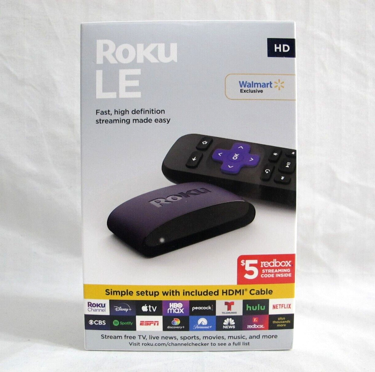 Roku LE HD Streaming Media Player with High Speed HDMI Cable and Simple Remote
