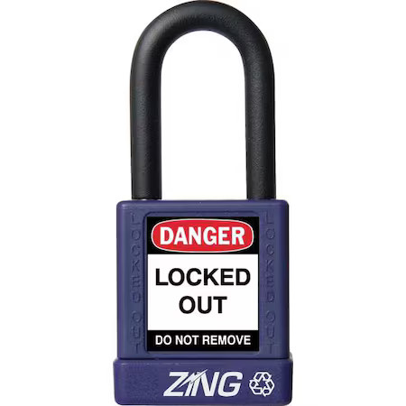Zing 7040 Lockout Padlock, Keyed Different, Aluminum, Purple, 1 1/2 In Shackle
