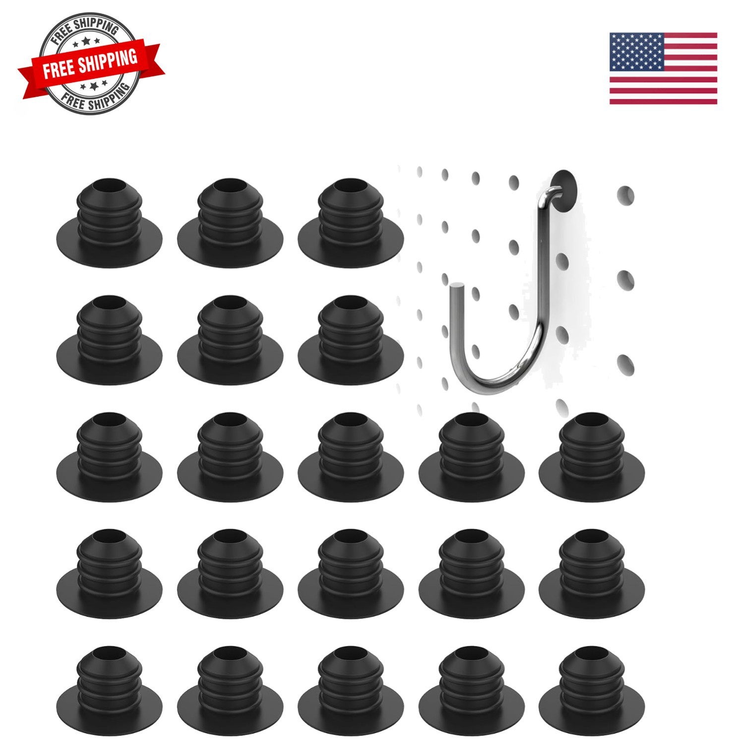 100Pcs Pegboard Hook Locks, Peg Board Locks Stoppers Fit for 1/4 Inch Peg Boa...
