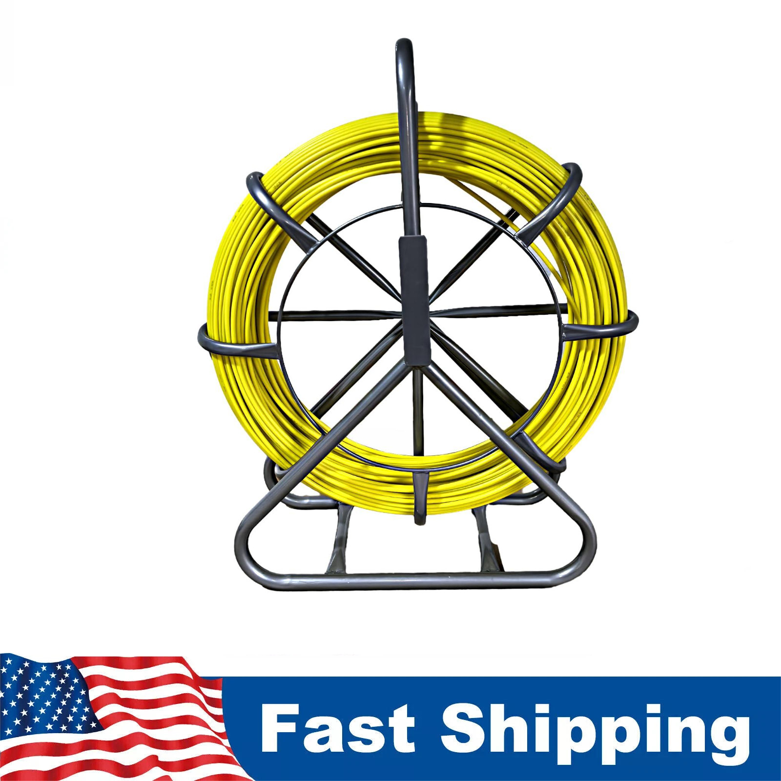 Fiberglass Fish Tape Puller 328 ft 1/4 inch Wire Cable Running Duct Rodder steel