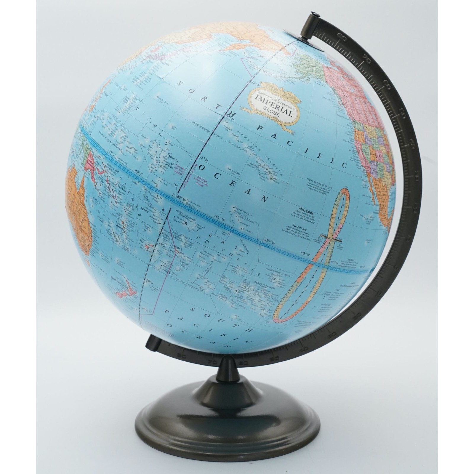 Feorge F. Cram Imperial Globe 12-Inch Diameter Globe Metal Base