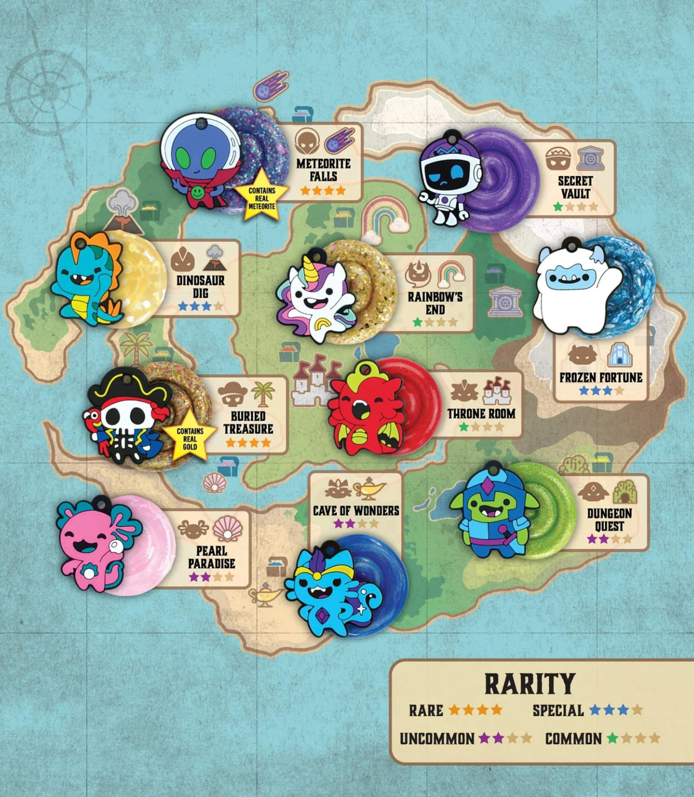 Complete Set - Aaron's Crazy Thinking Putty Lost Treasure Guardians Brand New