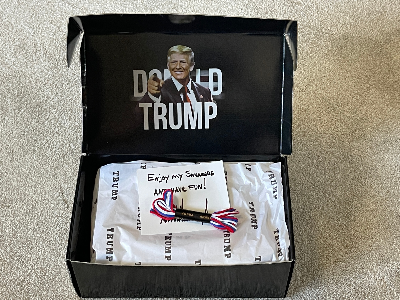 NEW in BOX 2024 Donald Trump POTUS 45 Sneakers Shoes RED Mens 8 Womens 9.5 POTUS
