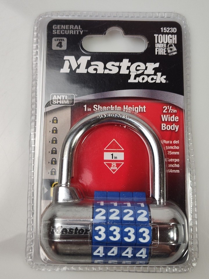 MASTER LOCK 4-DIGIT COMBINATION PADLOCK SOFT TOUCH DIAL 15230 NEW BLUE WHITE