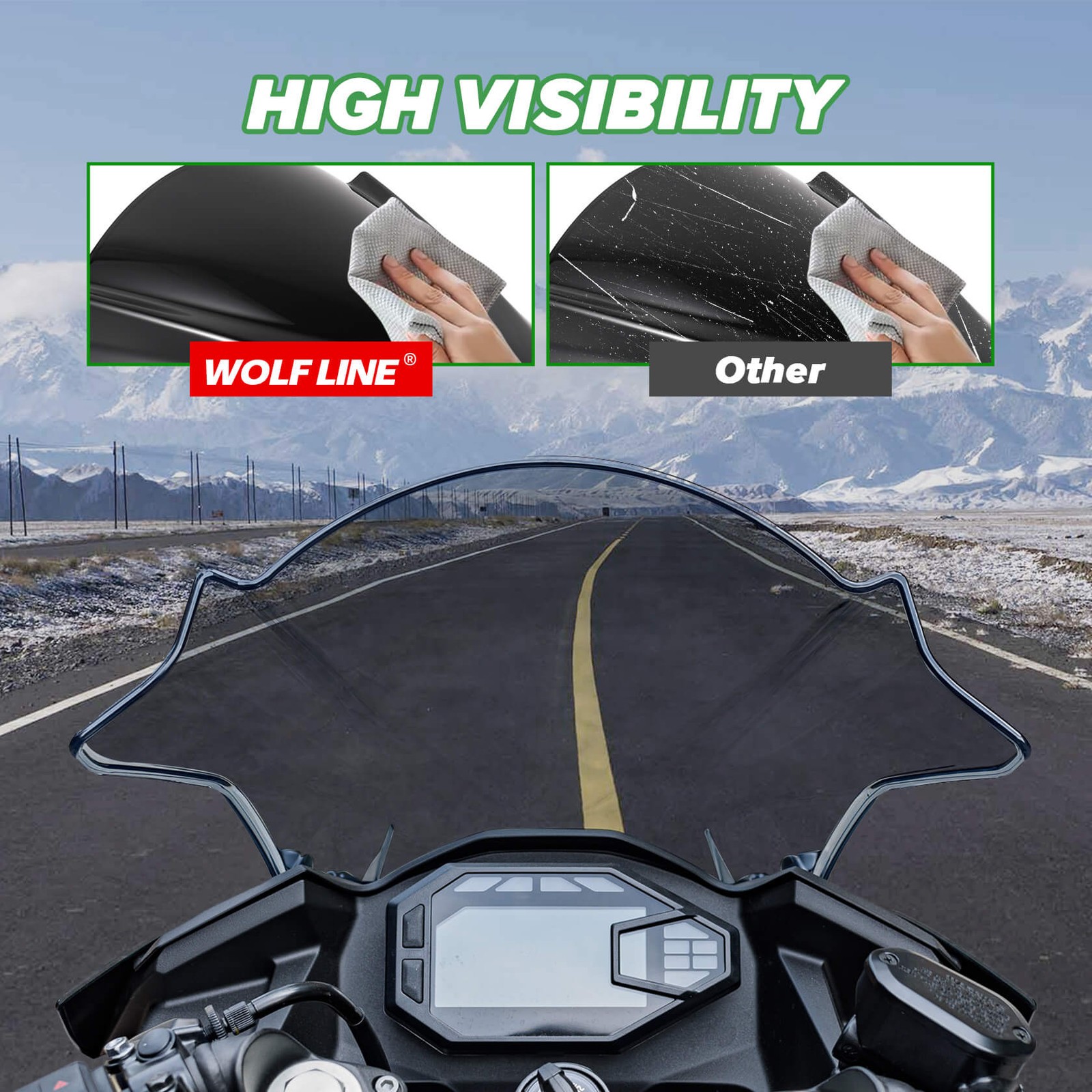 WOLFLINE ABS Windshield for Kawasaki Ninja 500 2024-2026 Windscreen Black