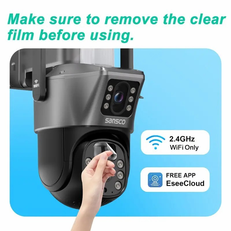 2PCS Solar Battery Powered Wireless WiFi Outdoor PTZ Home Security Camera System