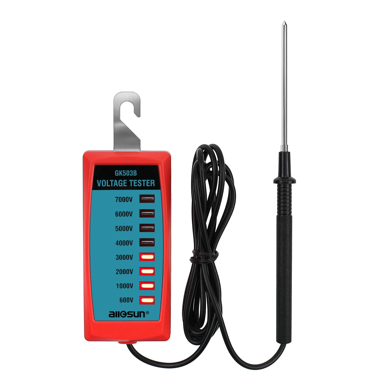 ALLOSUN GK503B NEON Electric Fence Voltage Tester and Fault Finder small, Red