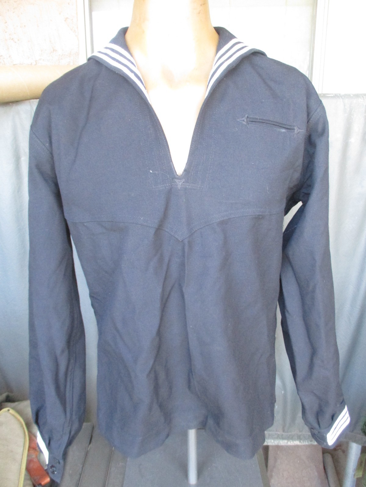 USN, Navy Blue Wool Crackerjack Dress Jumper, size 42 L, Modified w Side Zipper