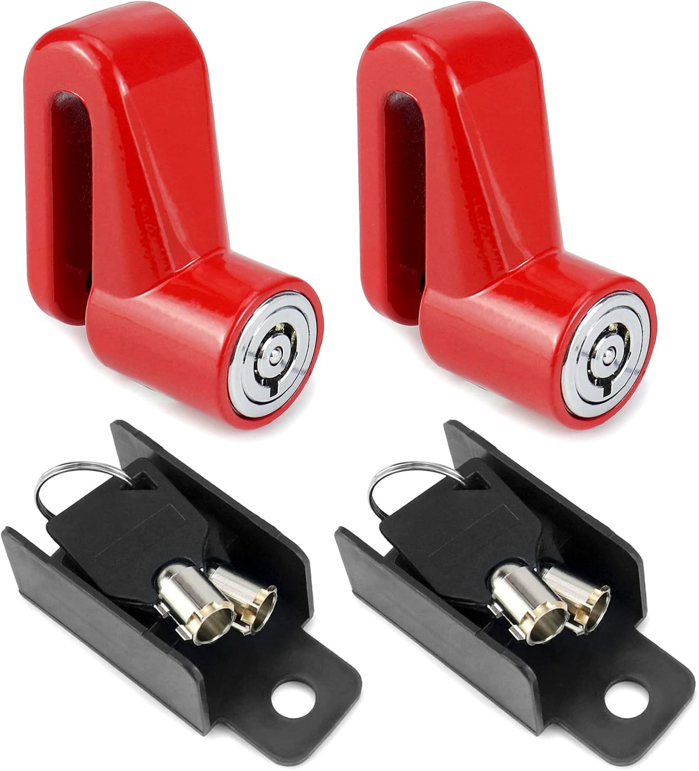 Motorcycle Bike Anti-Theft Wheel Disc Brake Lock 2 Pack Safety Red