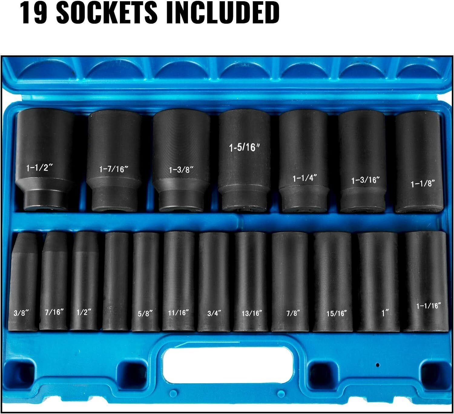 Impact Socket Set 1/2 Inches 19 Piece, Deep Socket, 6-Point Sockets, brand new