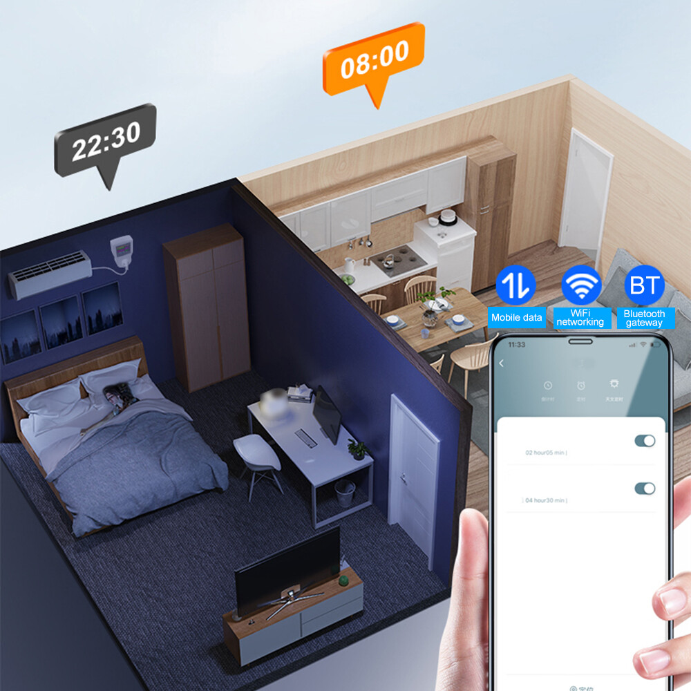 For Tuya LCD Digital WIFI Timer Smart Metering Socket Power Statistics Switch