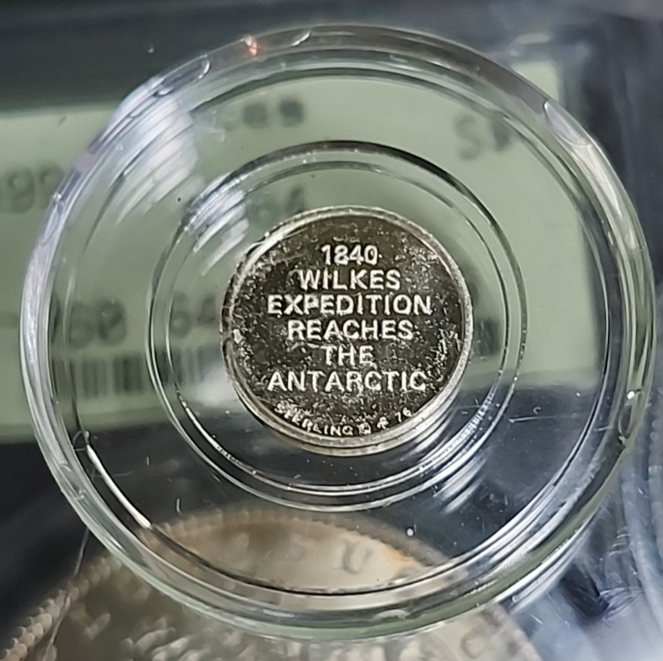 FRANKLIN MINT STERLING SILVER ROUND 1840 WILKES EXPEDITION/ANTARCTIC 1.73GR