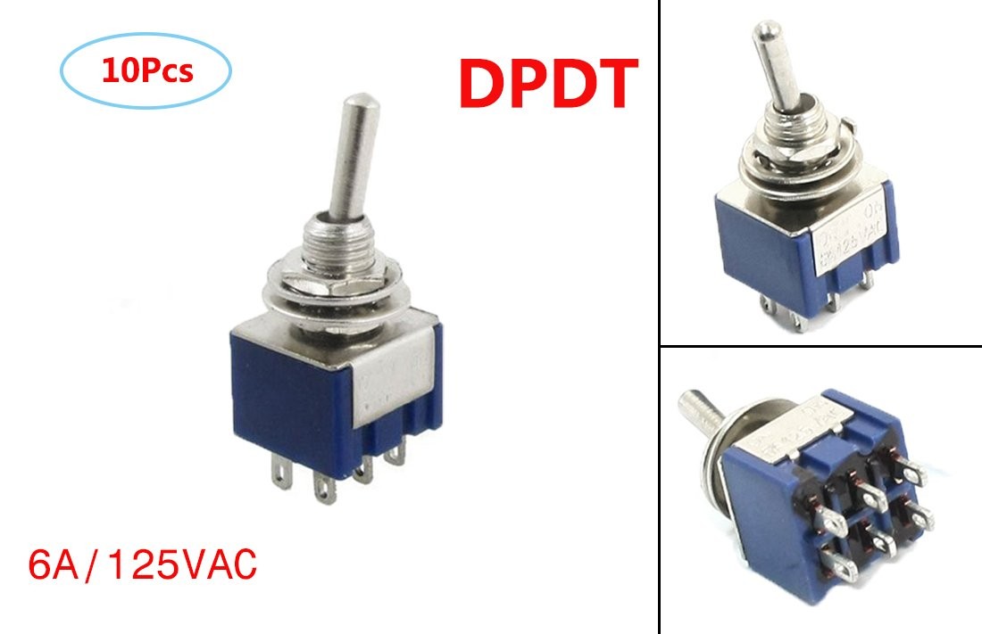 YXQ 10 Pcs AC 125V 6A ON/ON 2 Position DPDT Mini Toggle Switch