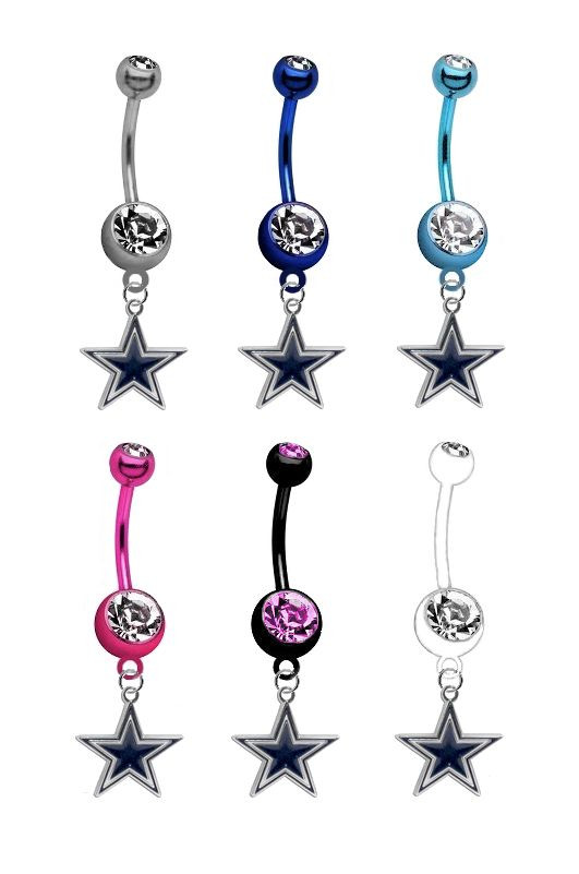 Dallas Football Titanium Anodized Belly Ring - PICK COLOR