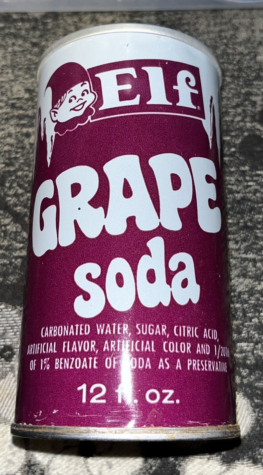 VINTAGE ELF GRAPE SODA PULL TAB STEEL CAN