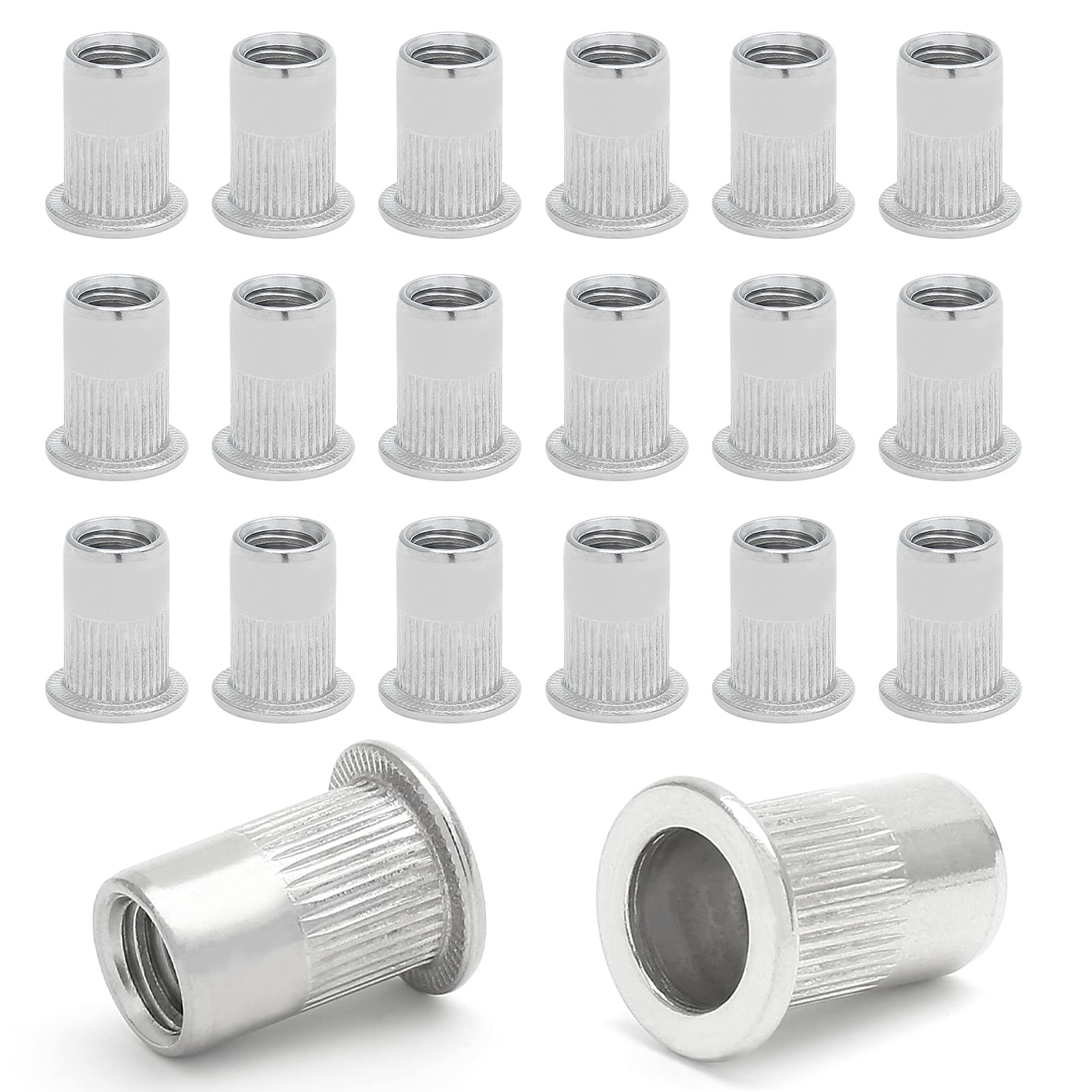 50 PCS M81.25mm Stainless Steel Threaded Insert Rivet Nut Flat Head Rivnuts