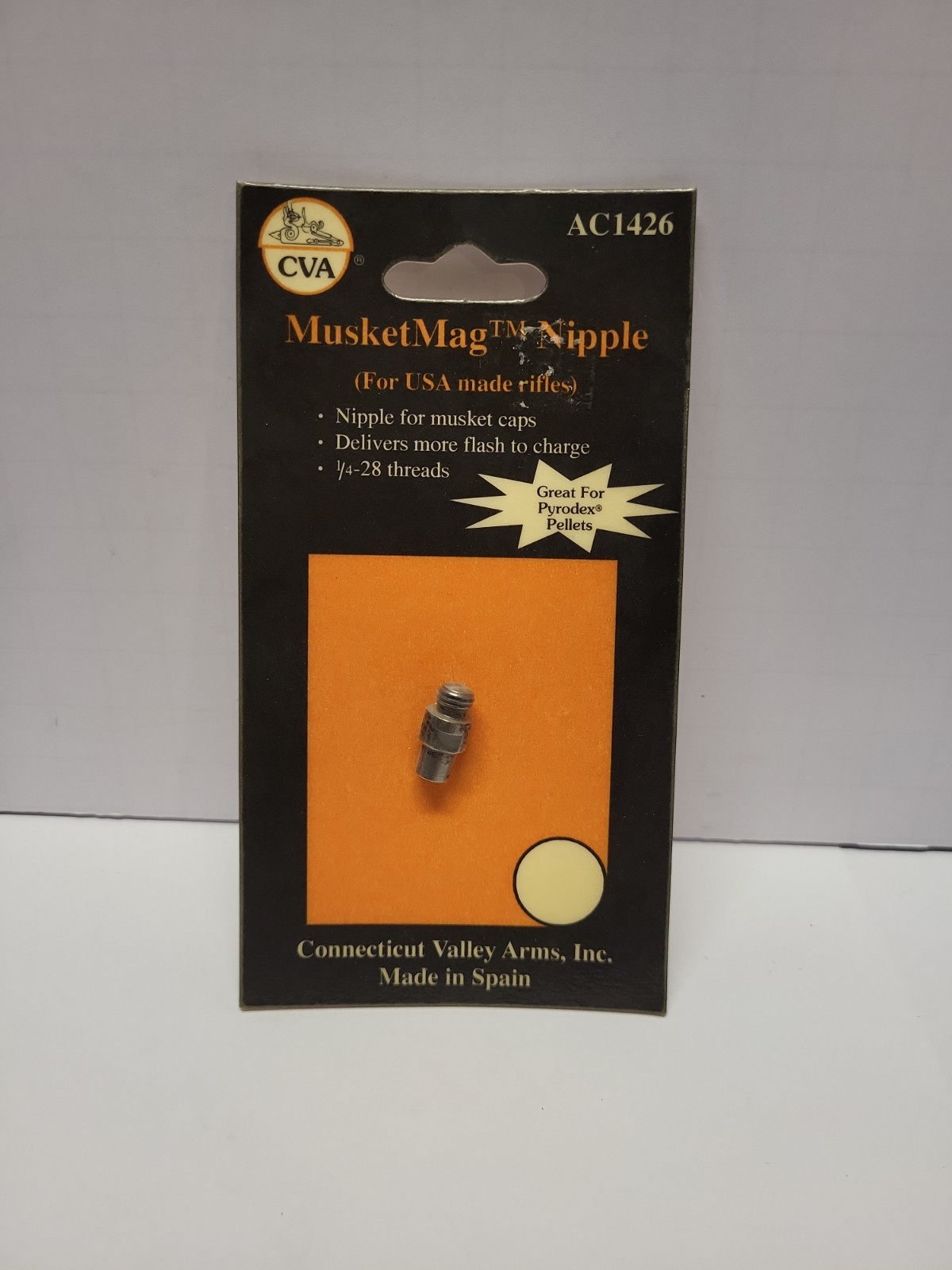 CVA MUSKET MAG NIPPLE AC1426 USA MADE RIFLES 1/4-28 THREADS