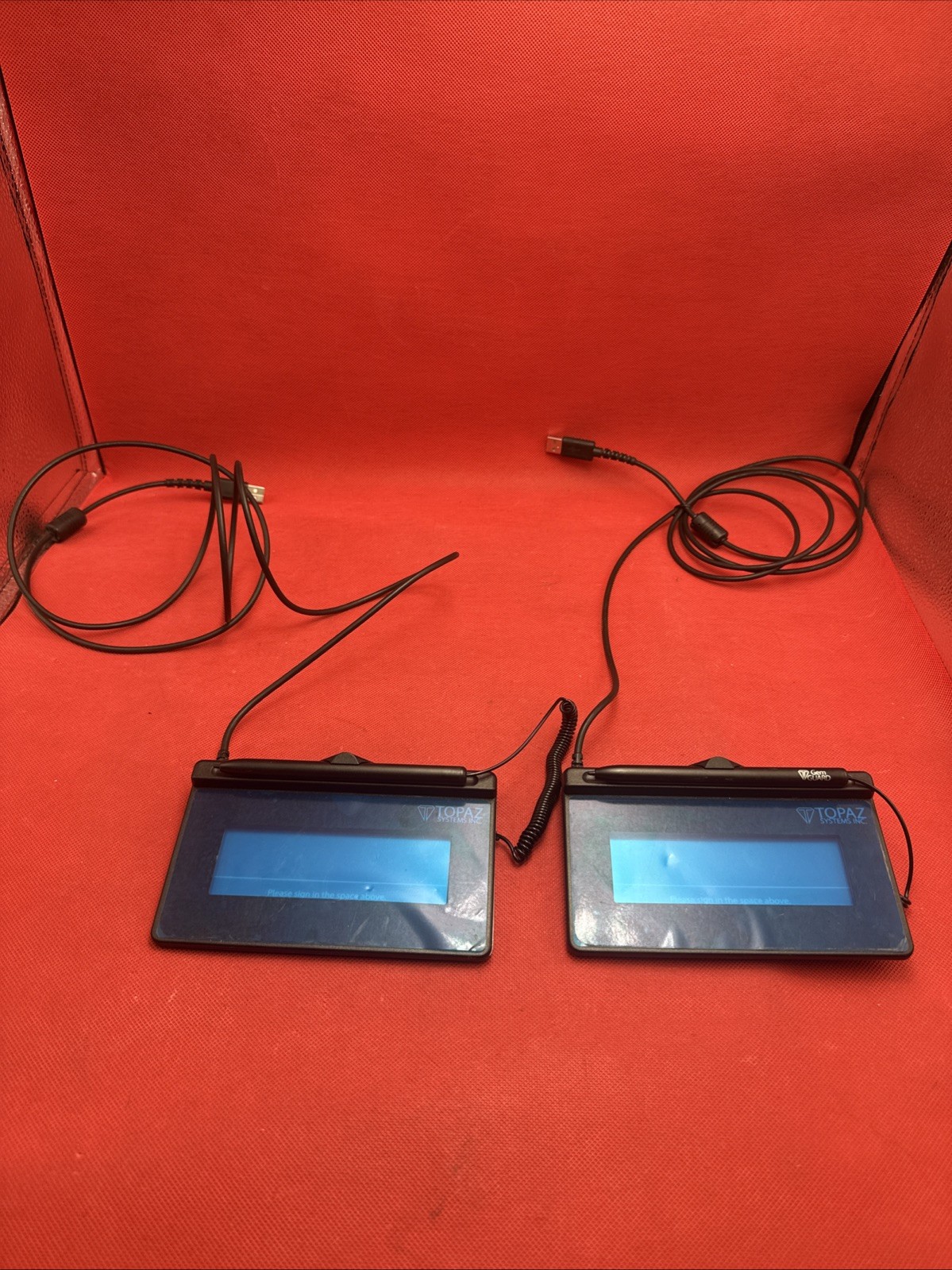 Lot Of 2 Topaz T-S460-HSB-R USB Electronic Signature Capture Pad w/Stylus Pen